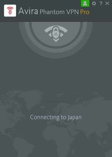 「Connecting to Japan」(日本へ接続中)メッセージが現れるのを確認