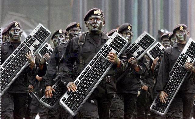 　「keyboard warrior(キーボード ウォリア―)」をパロディしたイメージ