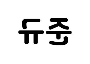 KPOP MYNAME(마이네임、マイネーム) 준Q (ジュンQ) 応援ボード・うちわ　韓国語/ハングル文字型紙 左右反転